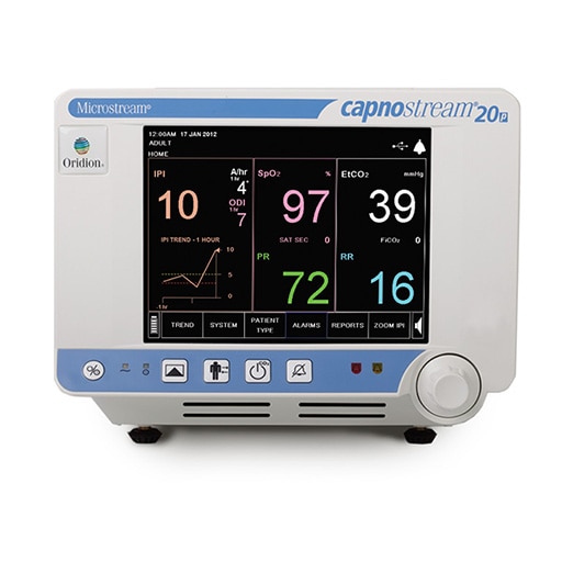 Capnography with Multiparameter Monitoring (etCO2, SpO2, ECG, temperature and NiBP)