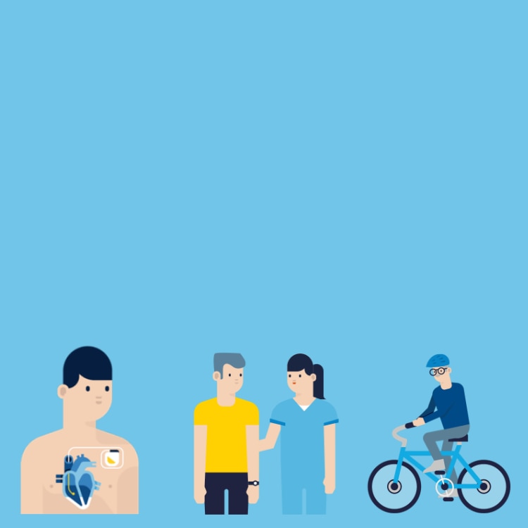 graphic of a patient cycling and having a conversation