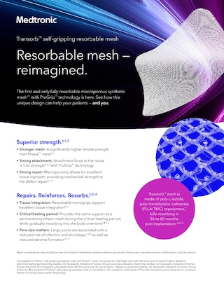 Information sheet for Transorb™ self-gripping resorbable mesh