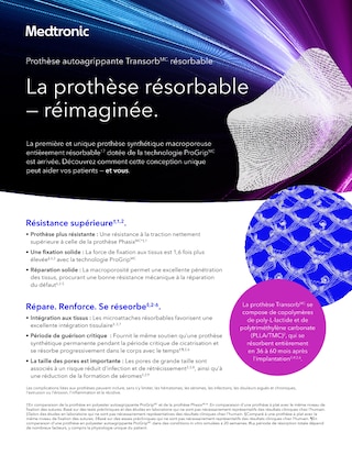 Presentation du dispositif de fixation Transorb, avec son design et ses applications cliniques pour une fixation tissulaire securisee.