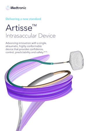 Product brochure presenting the Artisse intrasaccular device designed to support aneurysm treatment with conformable design controlled deployment and predictable clinical outcomes