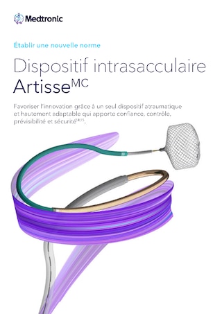 Brochure produit presentant le dispositif intrasacculaire Artisse concu pour le traitement des anevrismes avec une conception adaptable un controle du deploiement et des resultats cliniques previsibles