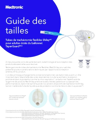 Guide de dimensionnement fournissant des comparaisons dimensionnelles et des considerations cliniques pour la selection des tubes de tracheostomie flexibles Shiley.