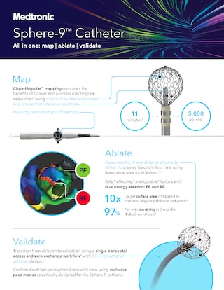 Product overview highlighting mapping, ablation and validation capabilities with dual-energy RF and PF therapy.
