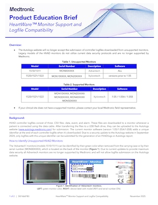 HVAD™ Monitor Support & Log File Compatibility