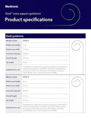 View the Stedi™ extra support guidewire specifications sheet.