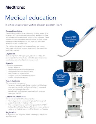 See the ENT visiting clinican brochure.