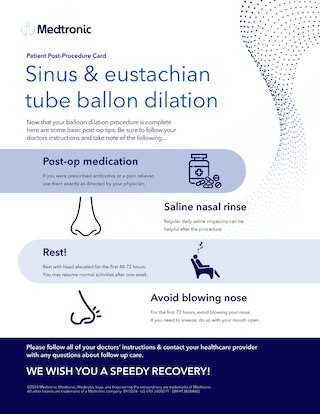 Download the sinus and eustachain tube balloon dilation post-procedural card.