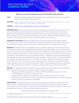 Lung Health Bronchoscopy RELIANT Clinical Summary