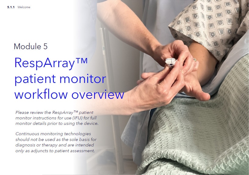 Video poster for module 5 of the RespArray™ video series: RespArray™ patient monitor workflow overview