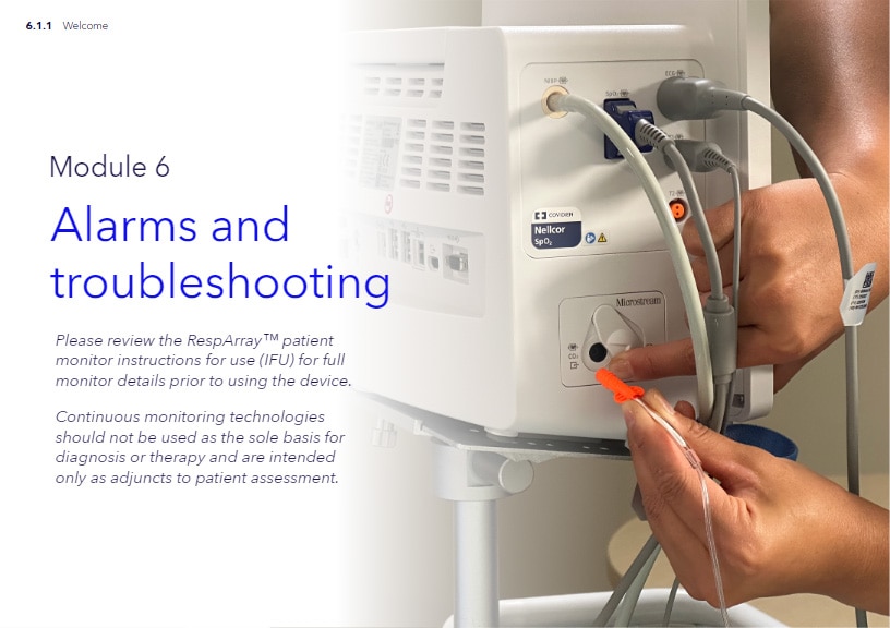 Video poster for module 6 of the RespArray™ video series: Alarms and troubleshooting