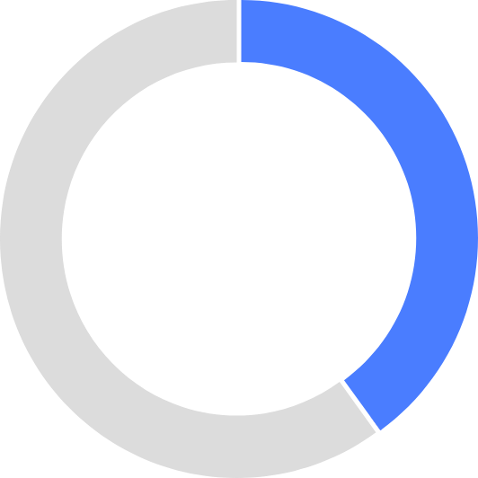 A circular illustration representing 38 percent