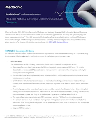 Medicare Renal Denervation NCD Overview