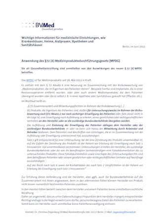 MPDG | Annahme reklamierter Produkte | BVMed