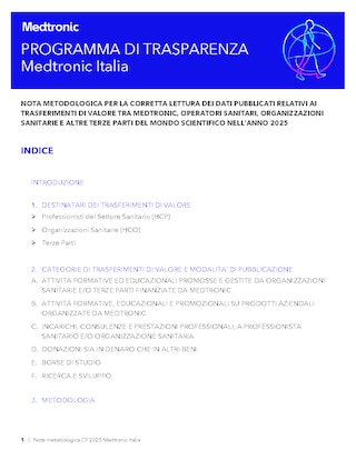 Nota Metodologica 2025 - Programma di Trasparenza Medtronic