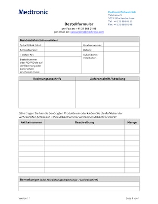 Order form - Switzerland (German)