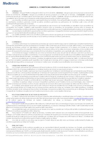 Conditions générales de vente de Medtronic Belgium