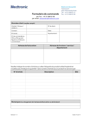 Order form - Switzerland (French)