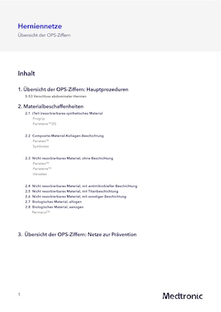 Herniennetze: Übersicht der OPS-Ziffern