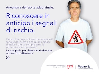 Guida interattiva per i pazienti sui fattori di rischio, i sintomi e le opzioni di trattamento (EVAR o chirurgia a cielo aperto) dell’aneurisma dell’aorta addominale (AAA).