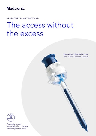 Brochure cover for Medtronic bladed trocars, showing product design and key access-instrument features.