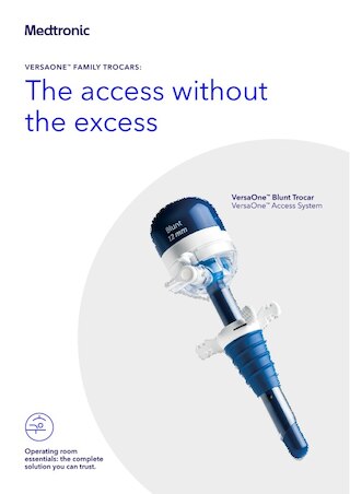 Brochure cover for the VersaOne™ blunt trocar, highlighting product design and access-instrument features.