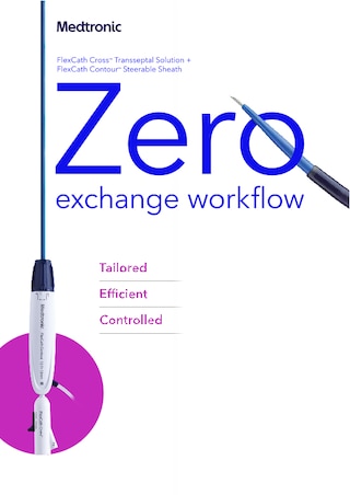 This is a informational sheet with information on the FlexCath Cross™ transseptal solution and FlexCath Contour™ steerable sheath.