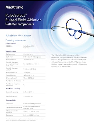 Download this brochure to see the technical specifications for PulseSelect pulse field ablation catheter components.