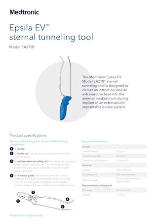 View the Epsila EV™ sternal tunneling tool specifications sheet.