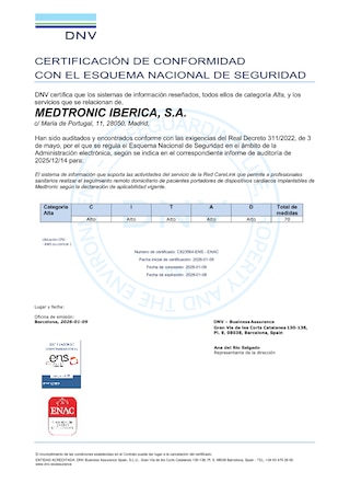 Certificación de conformidad con el Esquema Nacional de Seguridad (ENS)