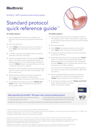 Standard protocol guide for the different catheters used for Endoflip 300.