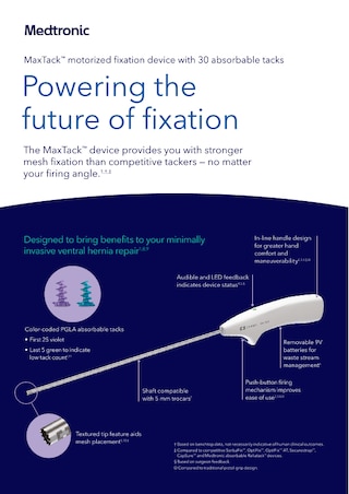 Information sheet highlighting the features and benefits of the MaxTack™ motorized fixation device.