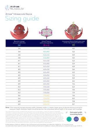 Artisse™ Sizing Chart