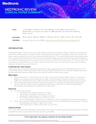 Cover of the clinical summary for the Ikeda Total Sealing Technique, presenting procedural information and supporting clinical references.