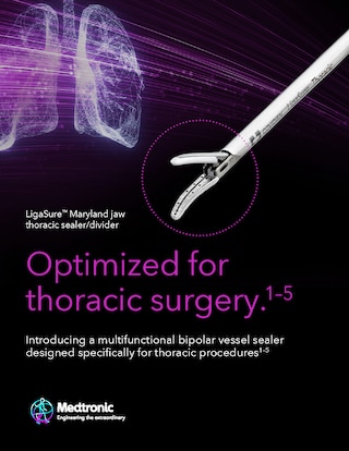 Brochure cover for the LigaSure™ Maryland Thoracic device, highlighting product design and key product information.