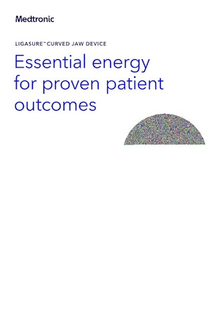 Instruction guide cover for the LigaSure™ curved jaw device, showing usage directions and procedural guidance.