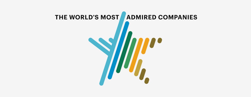 Fortune Magazine’s ‘Most Admired Companies logo 2022, grey background, thumbnail image size