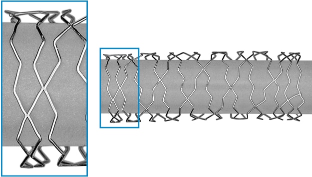 Imagen ampliada del stent liberador de fármaco Resolute Onyx expandido a 6,0 mm