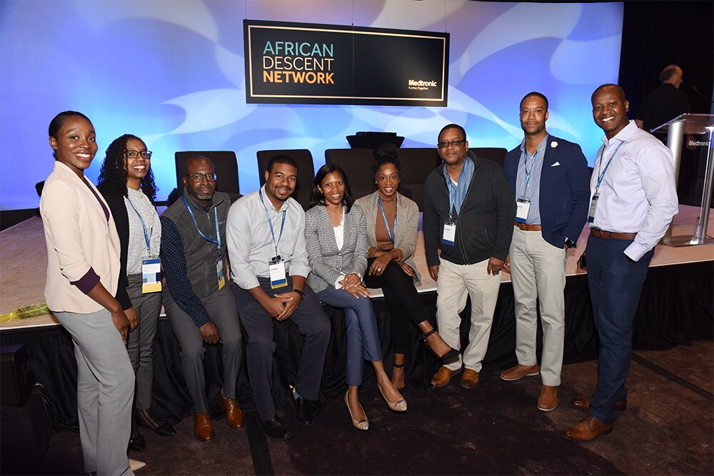 A photo of Medtronic employees gathered as part of the African Descent Network