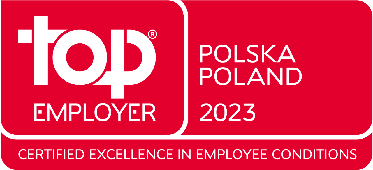 Logo certifying Medtronic's status as a Top Employer for Poland in 2023