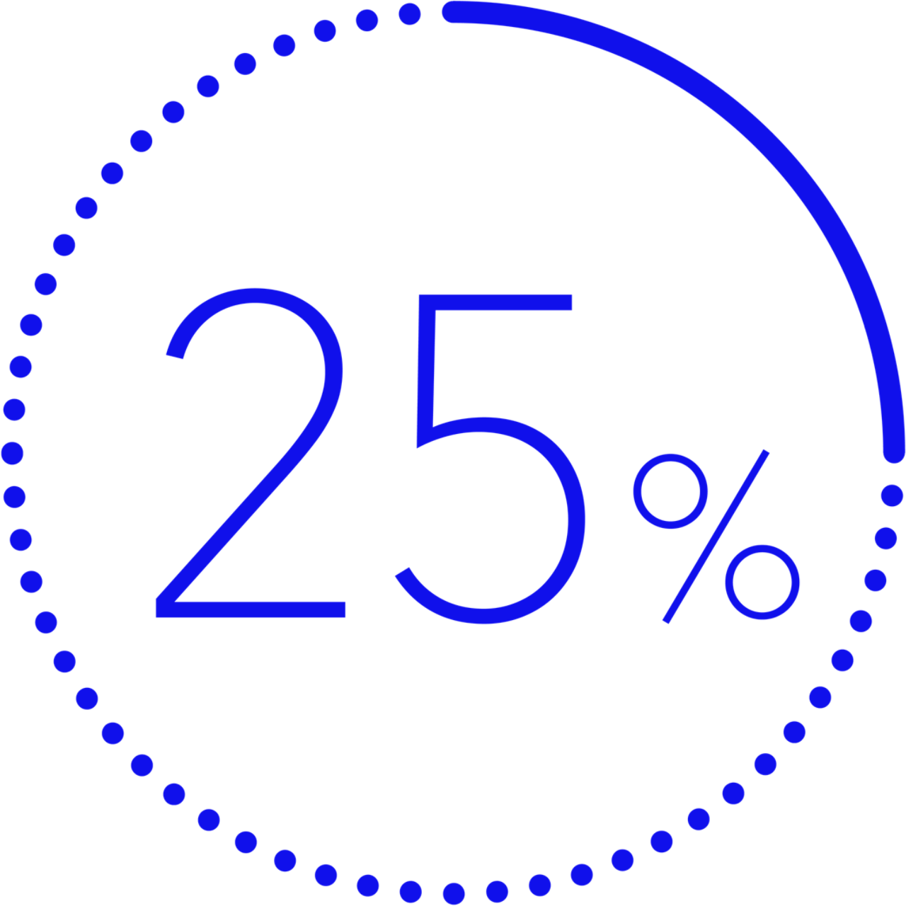 A graphic image of twenty-five percent in numeric form