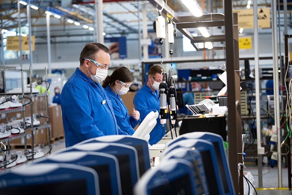 A photo of Medtronic employees working in Galway plant